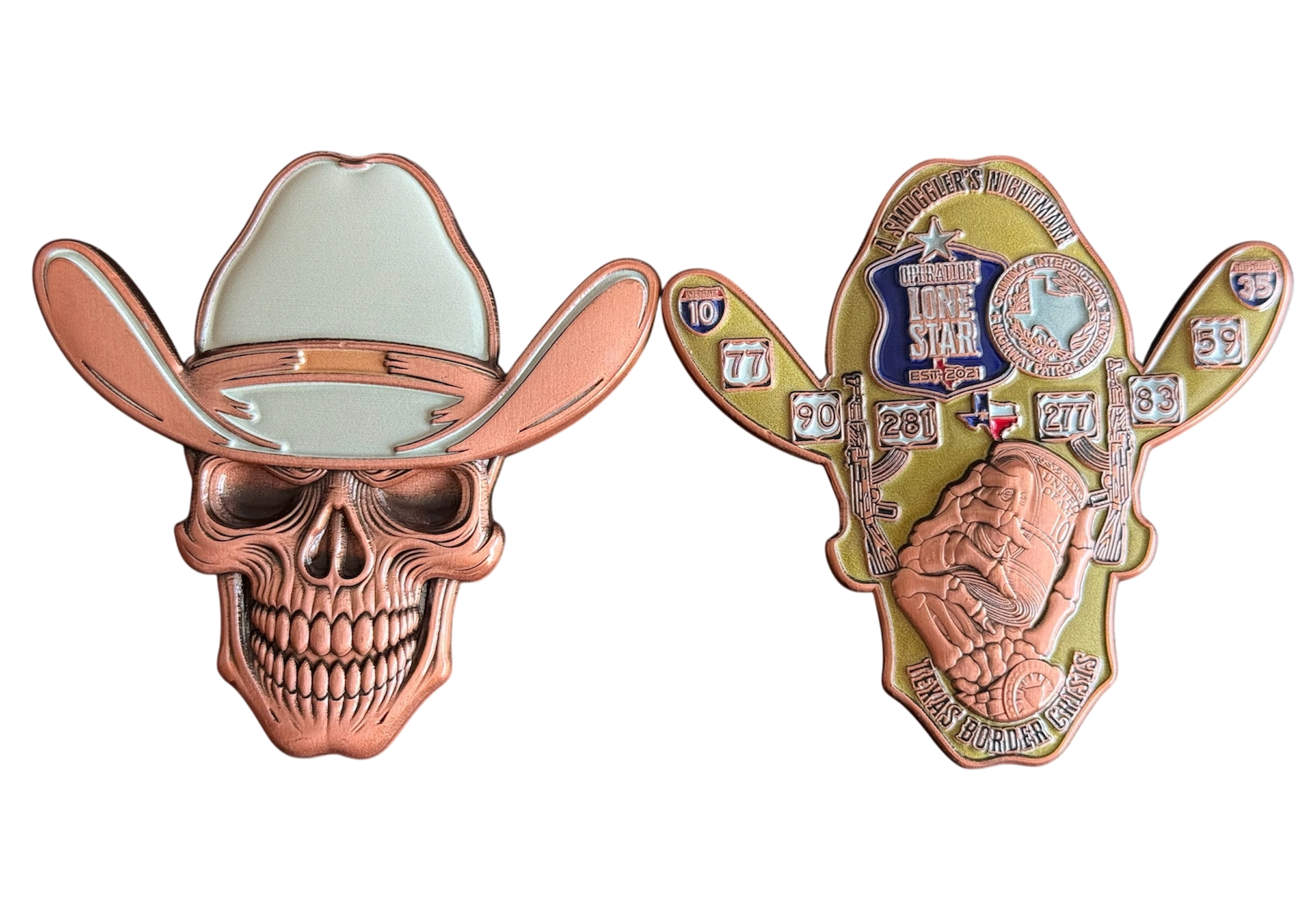 Criminal Interdiction Skull - Antique Copper w/color