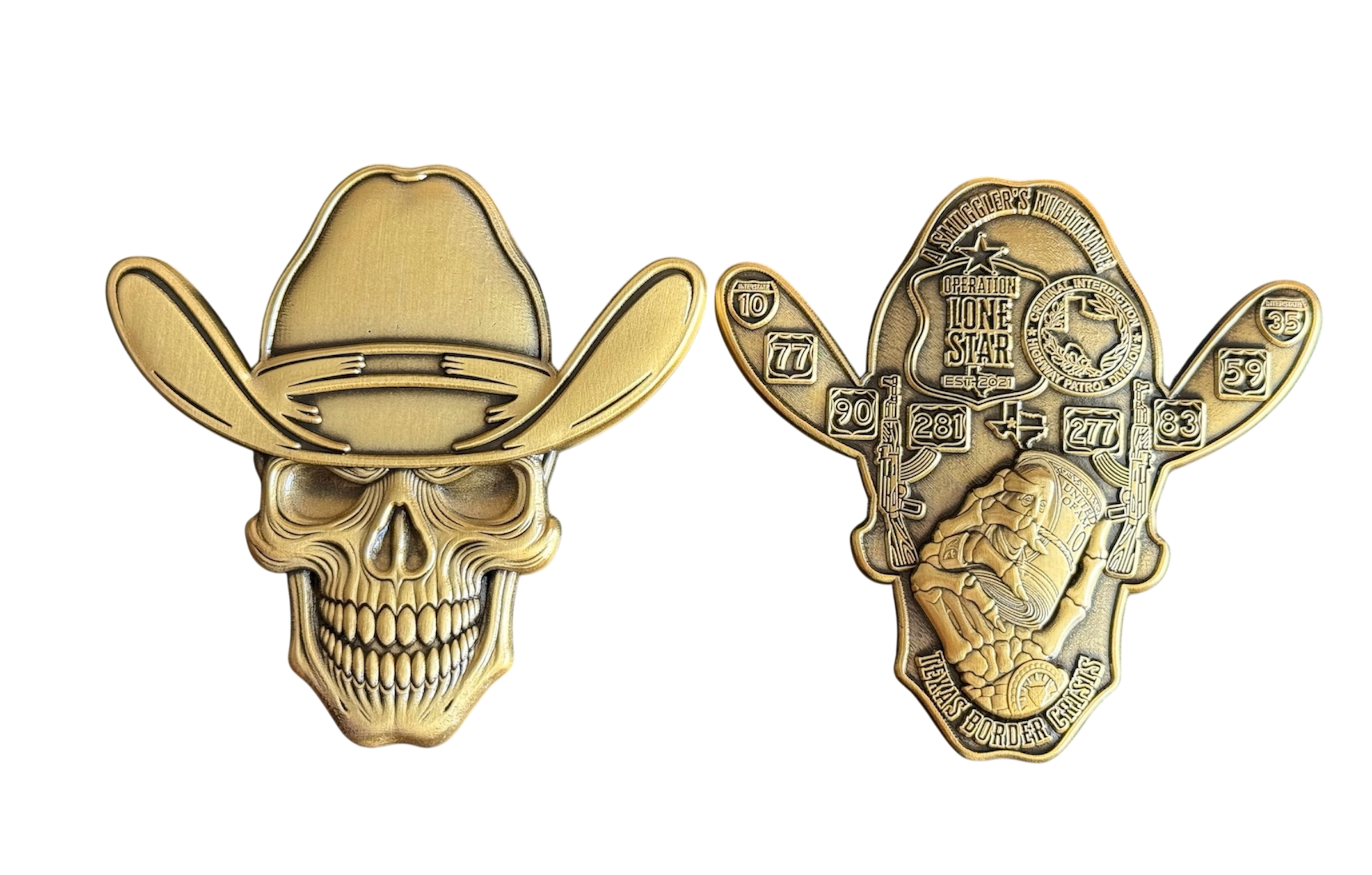 Criminal Interdiction Skull - All Antique Gold (Only 50 made)