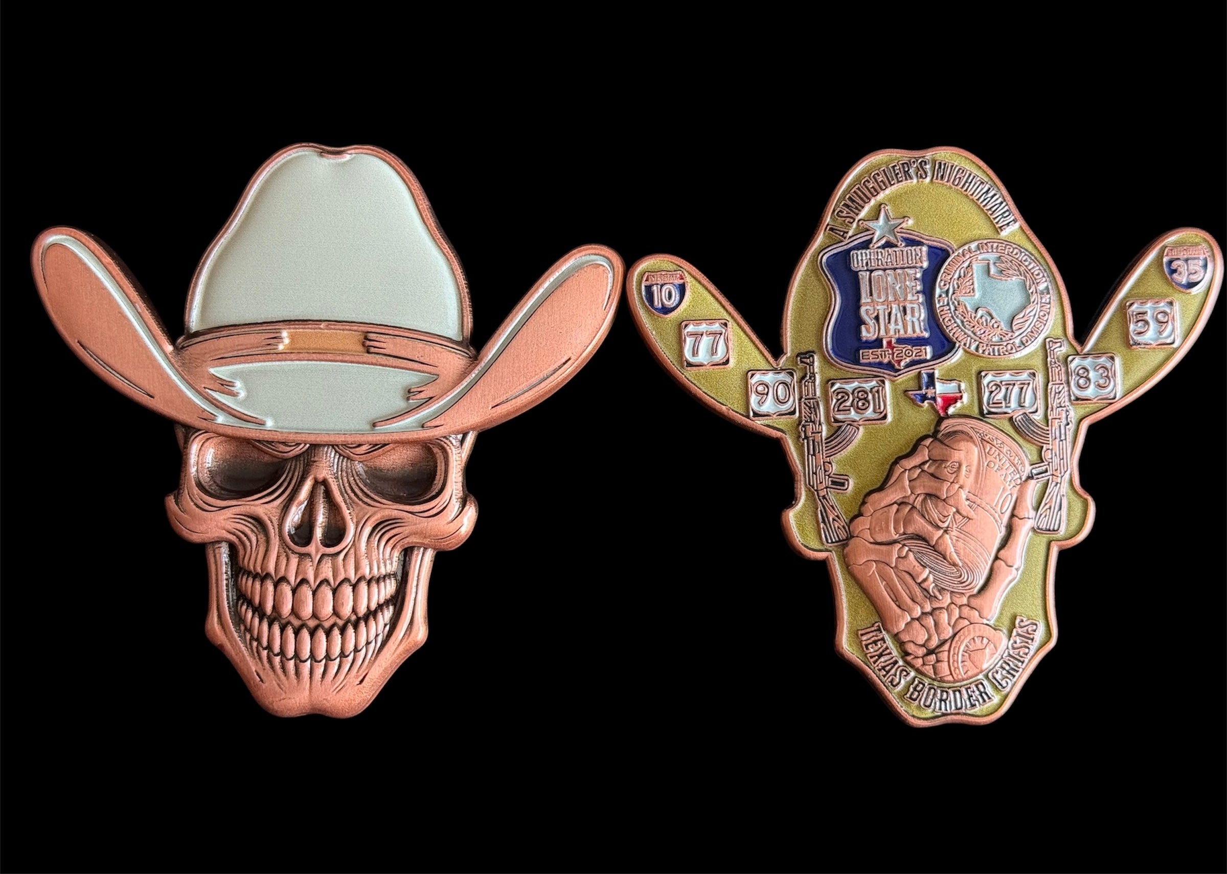 Criminal Interdiction Skull - Antique Copper w/color