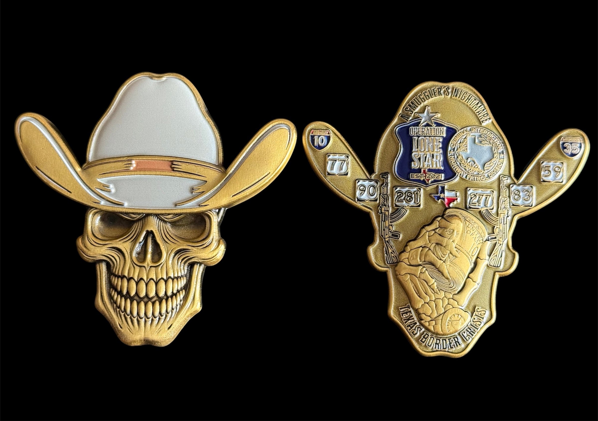 Criminal Interdiction Skull - Antique Gold w/color